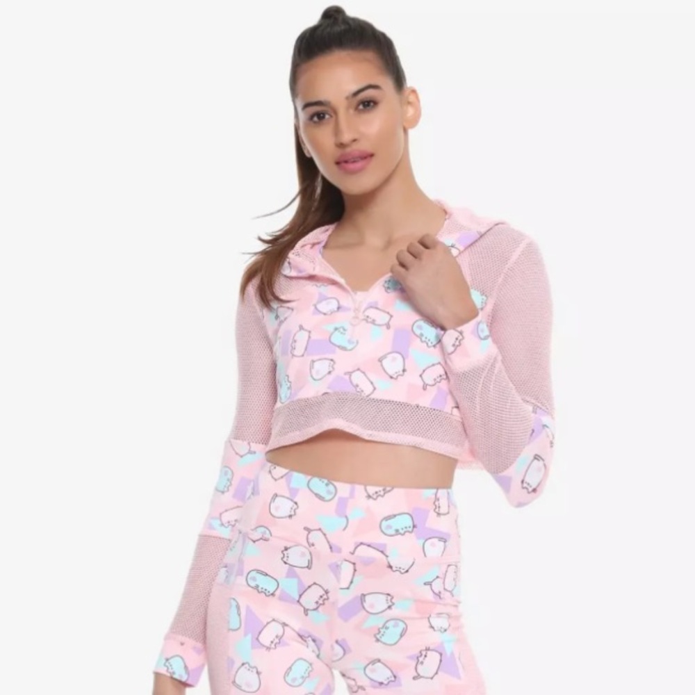 Pusheen Activewear Crop Jacket Zippered With Mesh Panels Size Medium - Picture 2 of 9